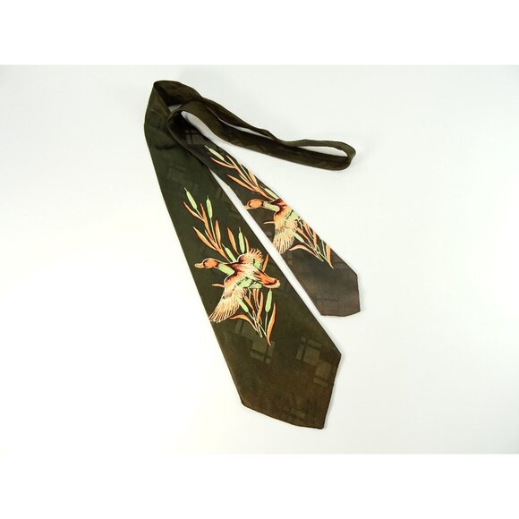 Jaymore Mens Necktie Vintage Mid-Century Novelty Tie Grandpacore Duck Hunting - Picture 2 of 6